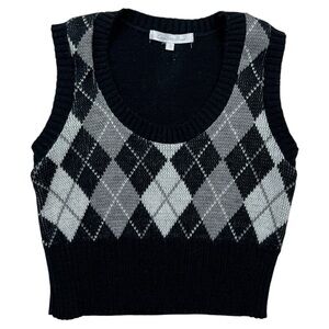 Vintage Charlotte Russe Cropped Argyle Sweater Vest